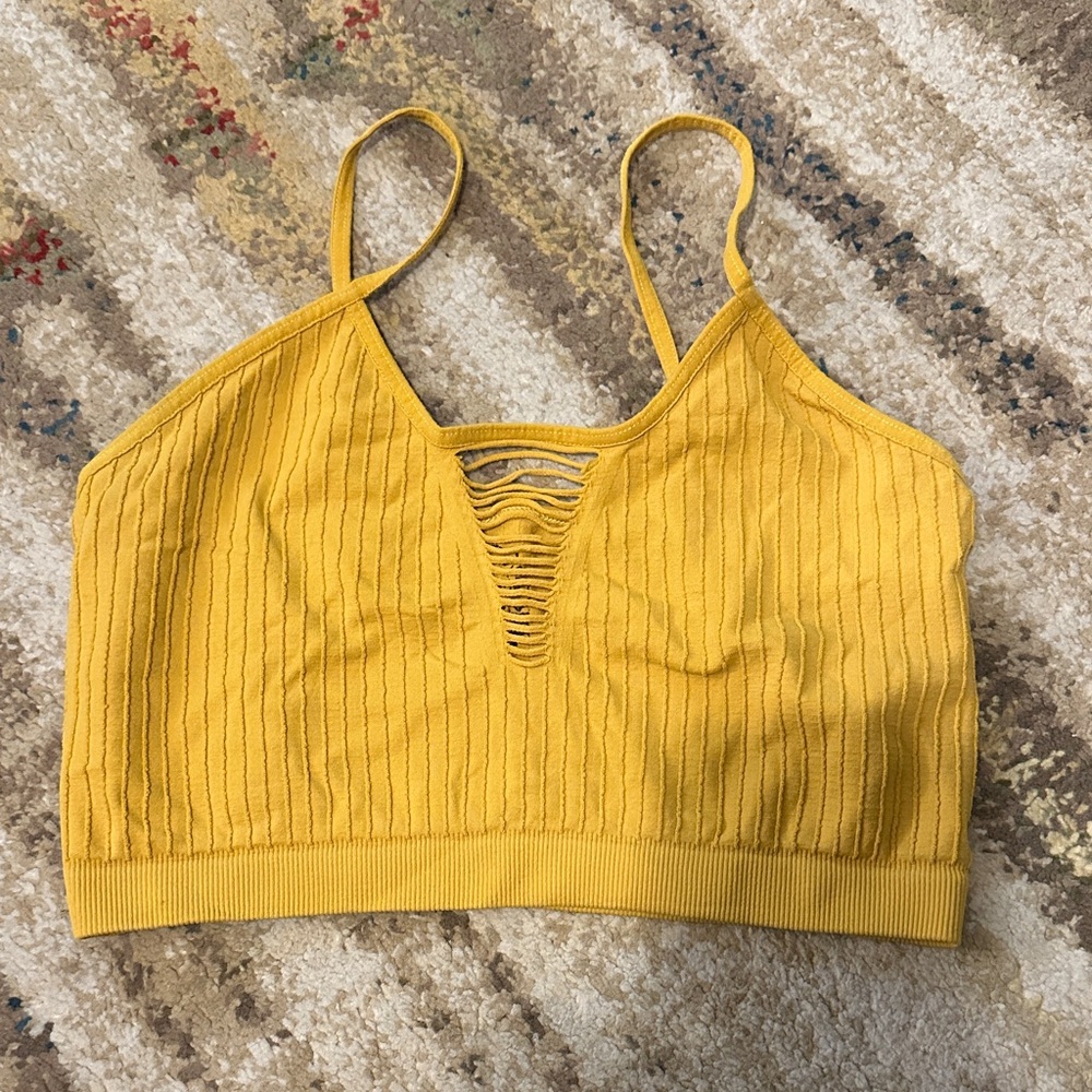 Yellow Ribbed Knit Bralette